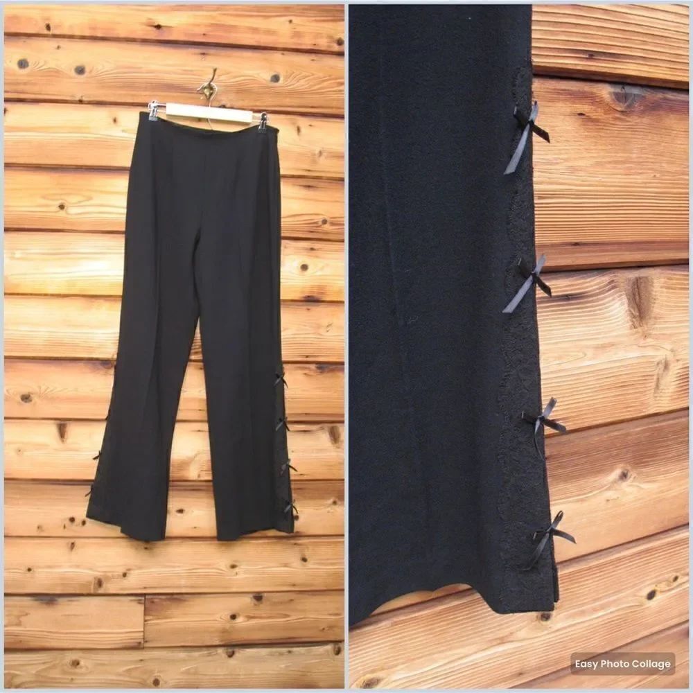 Escada High Rise Crepe Wool Flare Leg Pants - Picture 2 of 11